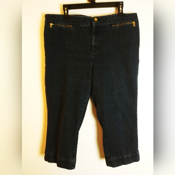 Lauren Jeans CO Ralph Lauren Cropped Blue Jeans Size 16 - Picture 1 of 9